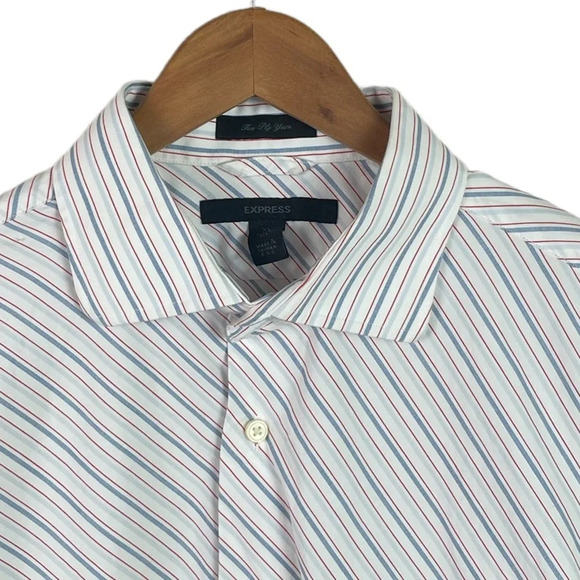 BF776 Mens Express 2 Ply Yarn Striped Classic Fit Button Down Shirt XL - Picture 3 of 4